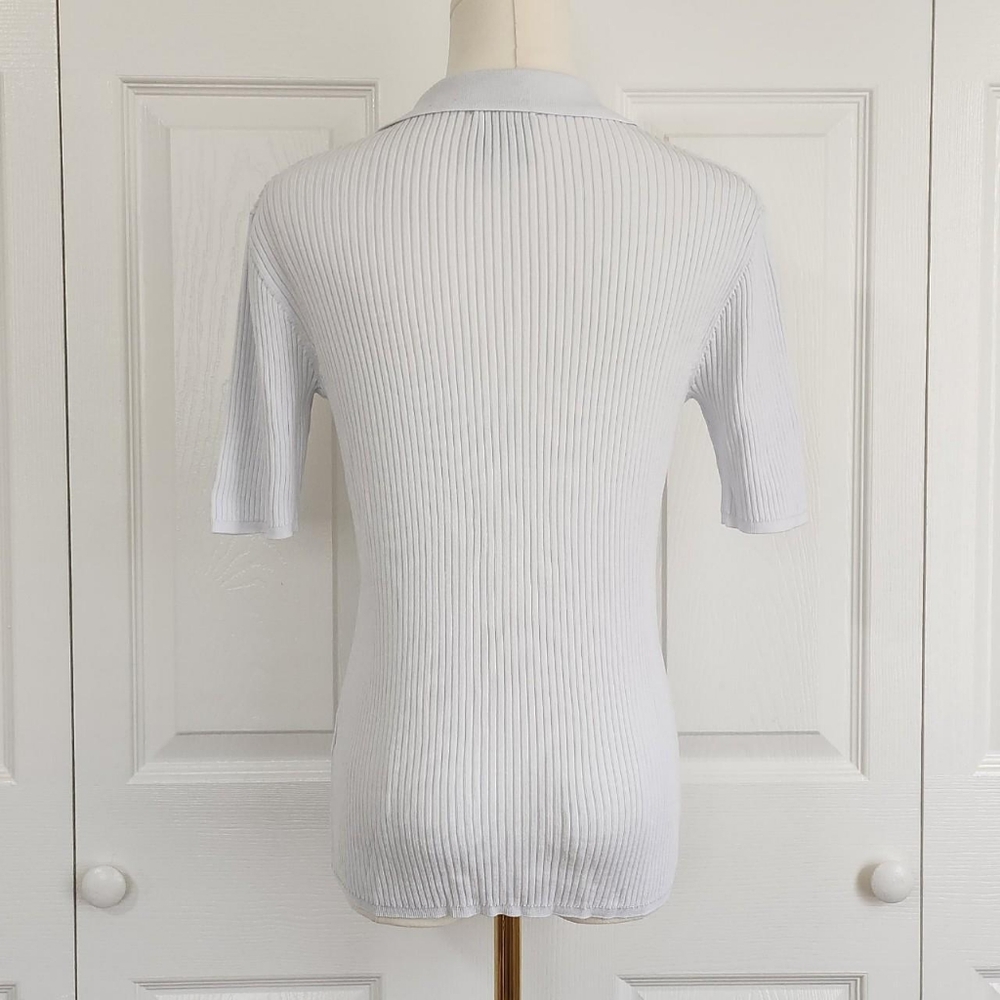 ♡ Baby Blue Ribbed Knit Blouse ♡ - Picture 2 of 5